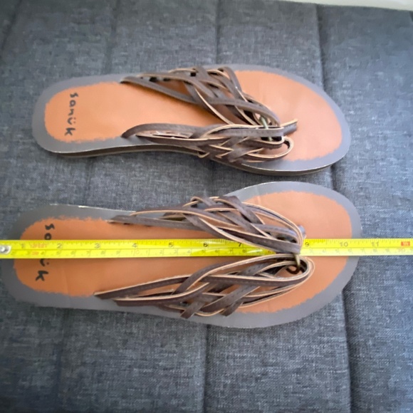Sanuk Brown Strappy Beach Summer Yoga Flip Flops- Sz-10 - Picture 11 of 15
